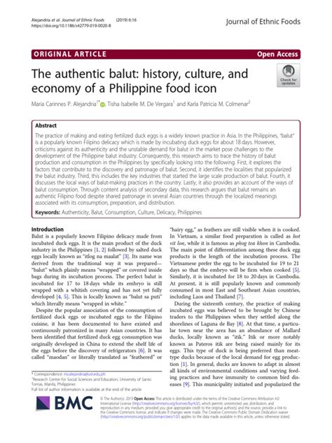 The authentic balut: history, culture, and economy of a .
